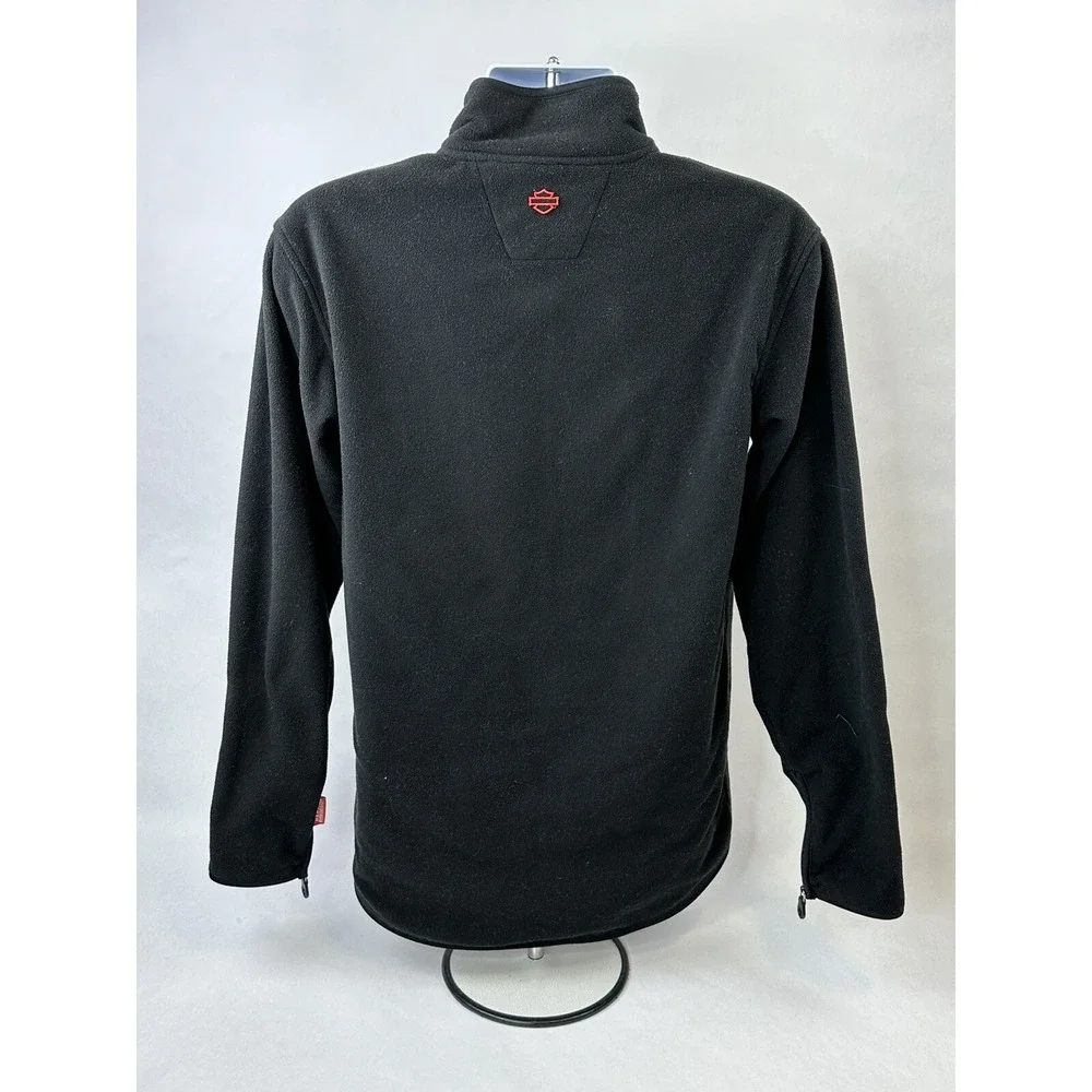 VINTAGE Harley Davidson Fleece Sweater Mens XS Black 3/4 Zip Motorcycle Biker